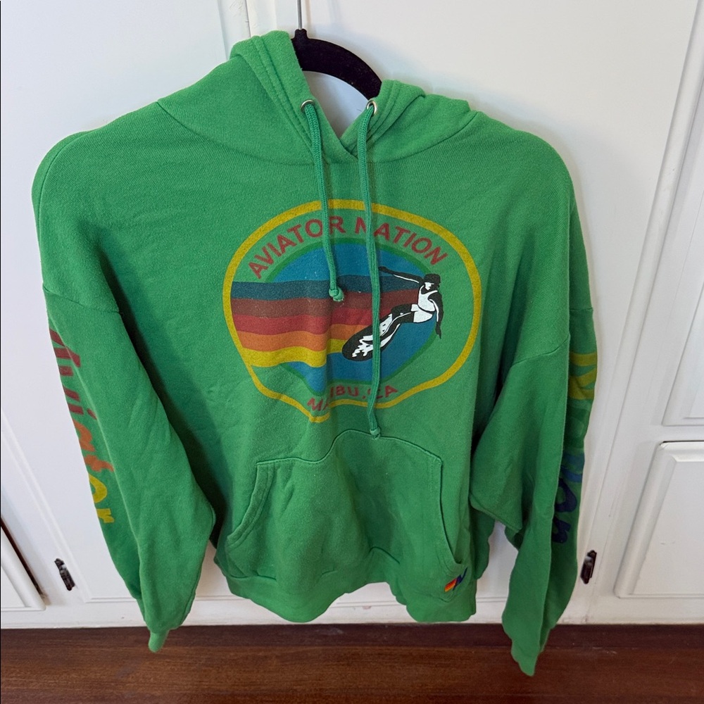 Aviator Nation Green Relaxed Sweatshirt